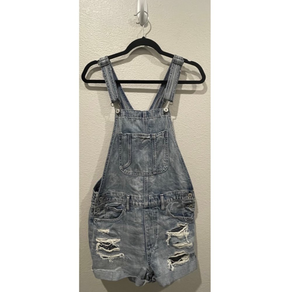 AMERICAN EAGLE Distressed Shortalls Overalls